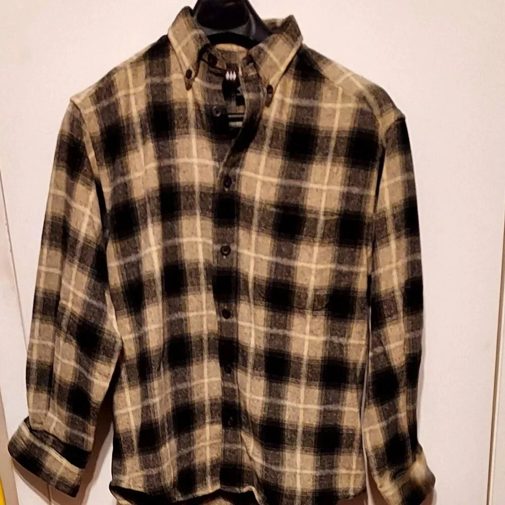 Banana Republic Cabinwear Grandpa Mens Black & White Shirt  Sz M  long sleeve